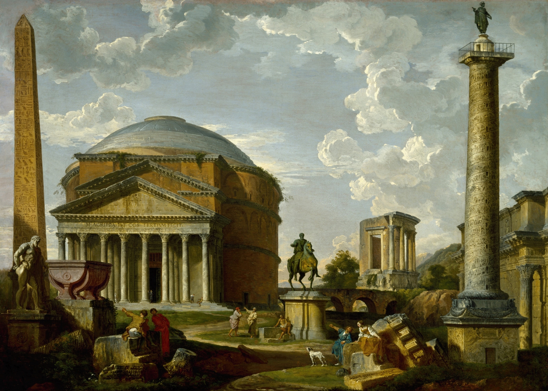 Fantasy View with the Pantheon and other Monuments of Ancient Rome, by Giovanni Paolo Panini, public domain