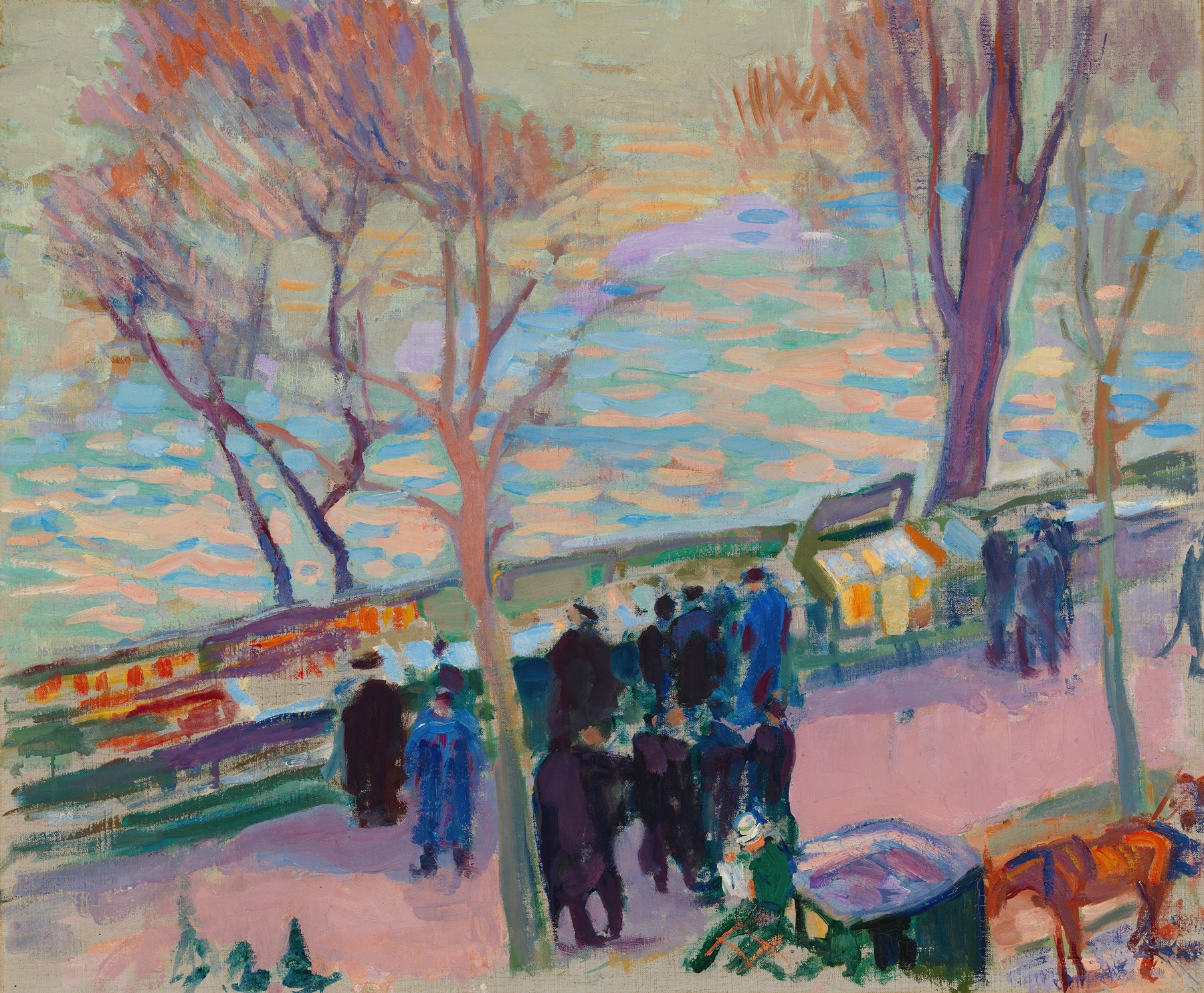 Banks of the Seine by Magnus Enckell, oil on canvas depicting a tranquil river scene.