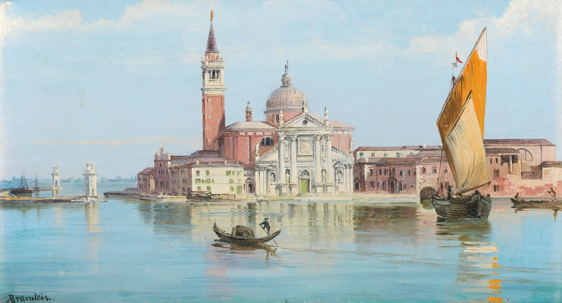Impressionism oil painting by Antonietta Brandeis depicting Santa Maria Della Salute over the Grand Canal