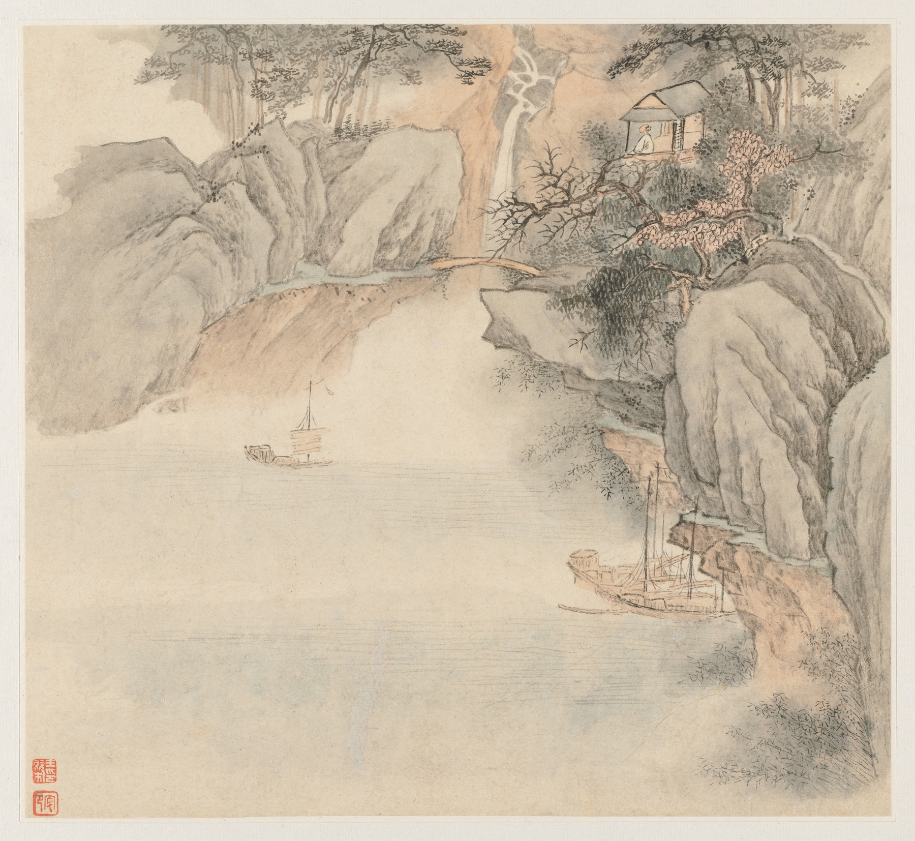 Landscape by Wang Gai, Chinese Traditional, depicting gentle hills and nature.