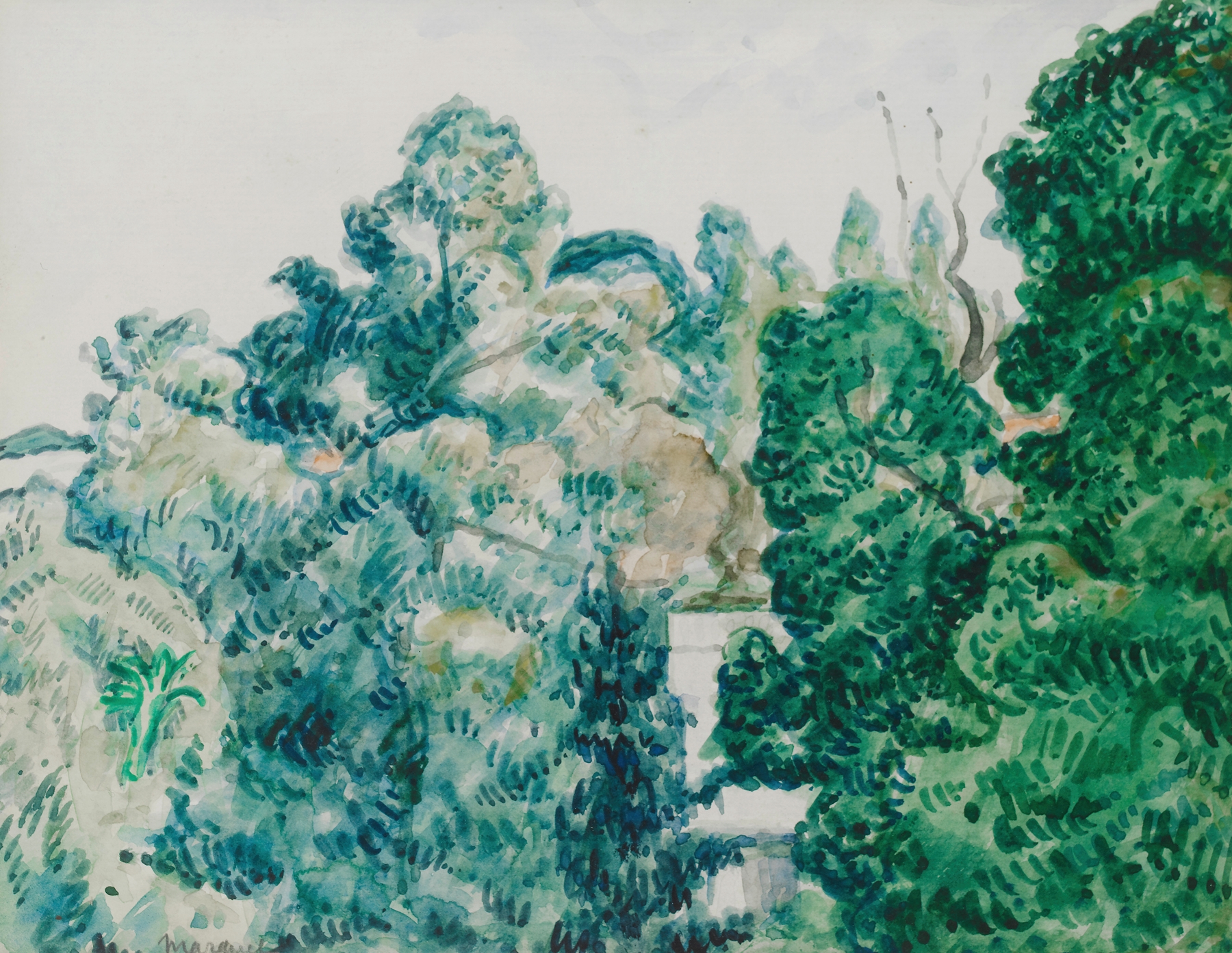 Landscape with a garden and trees, by Albert Marquet, oil painting
