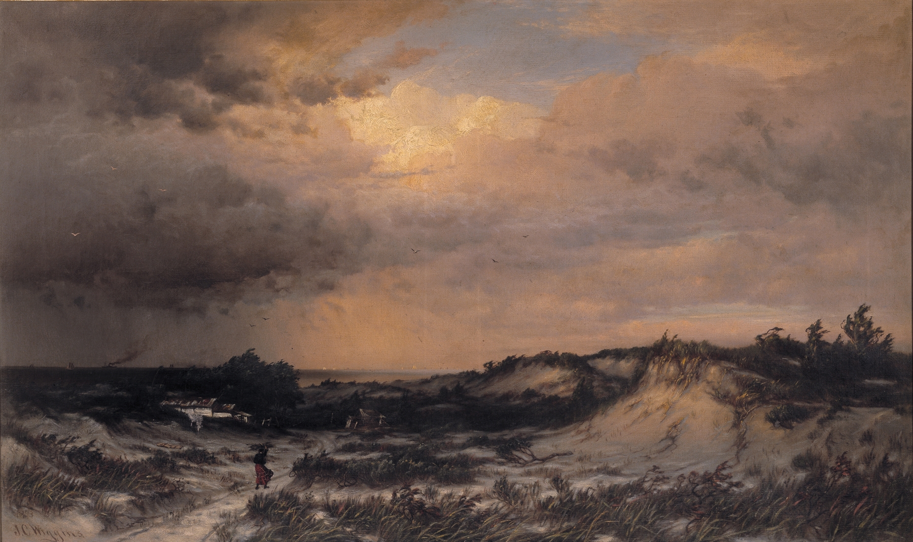 Sand Dunes; Coney Island by Carleton Wiggins, impressionism, depicting dunes and sunlight.