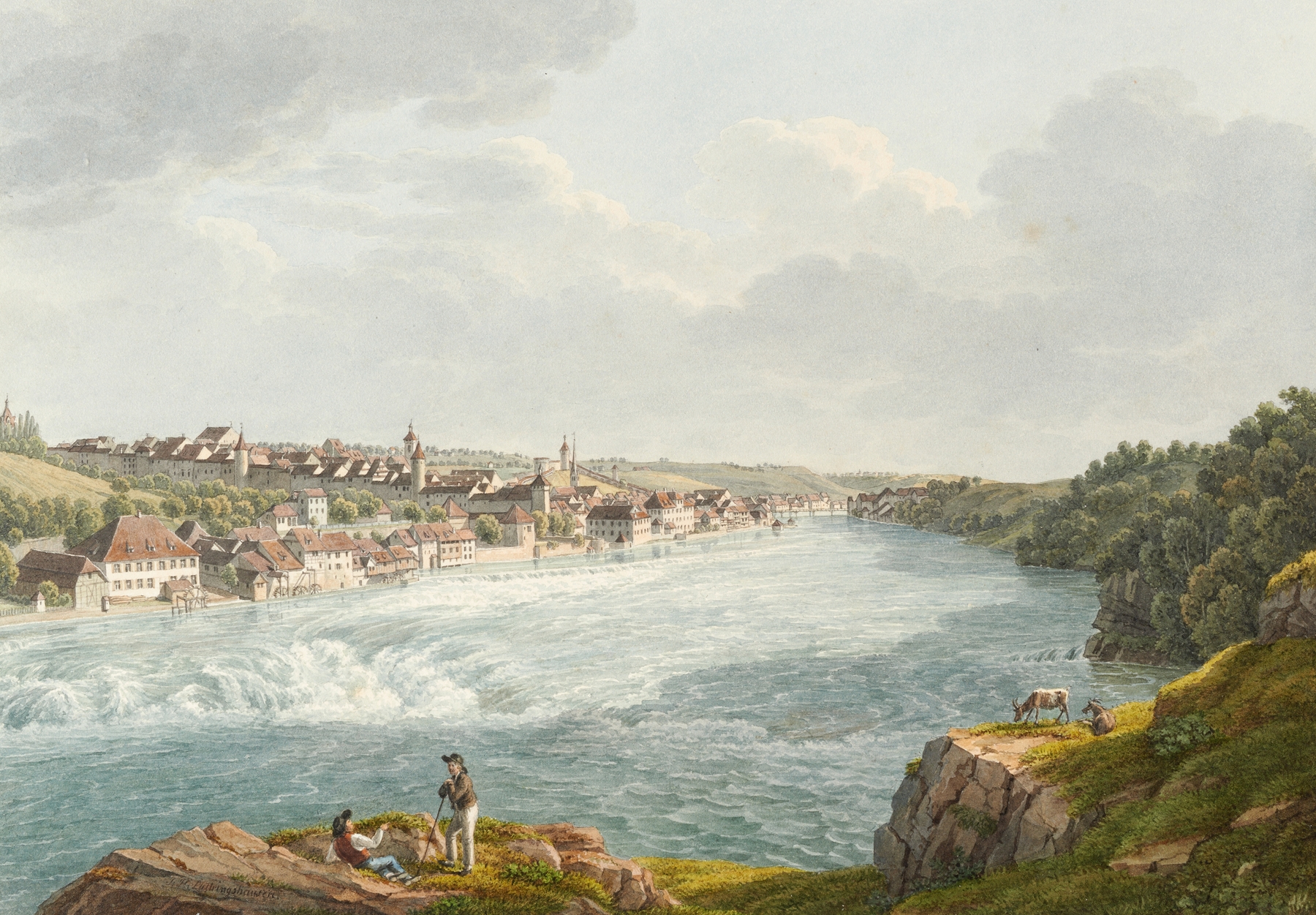 Landscape by Johann Heinrich Luttringhausen, oil painting depicting light and shadow interplay.