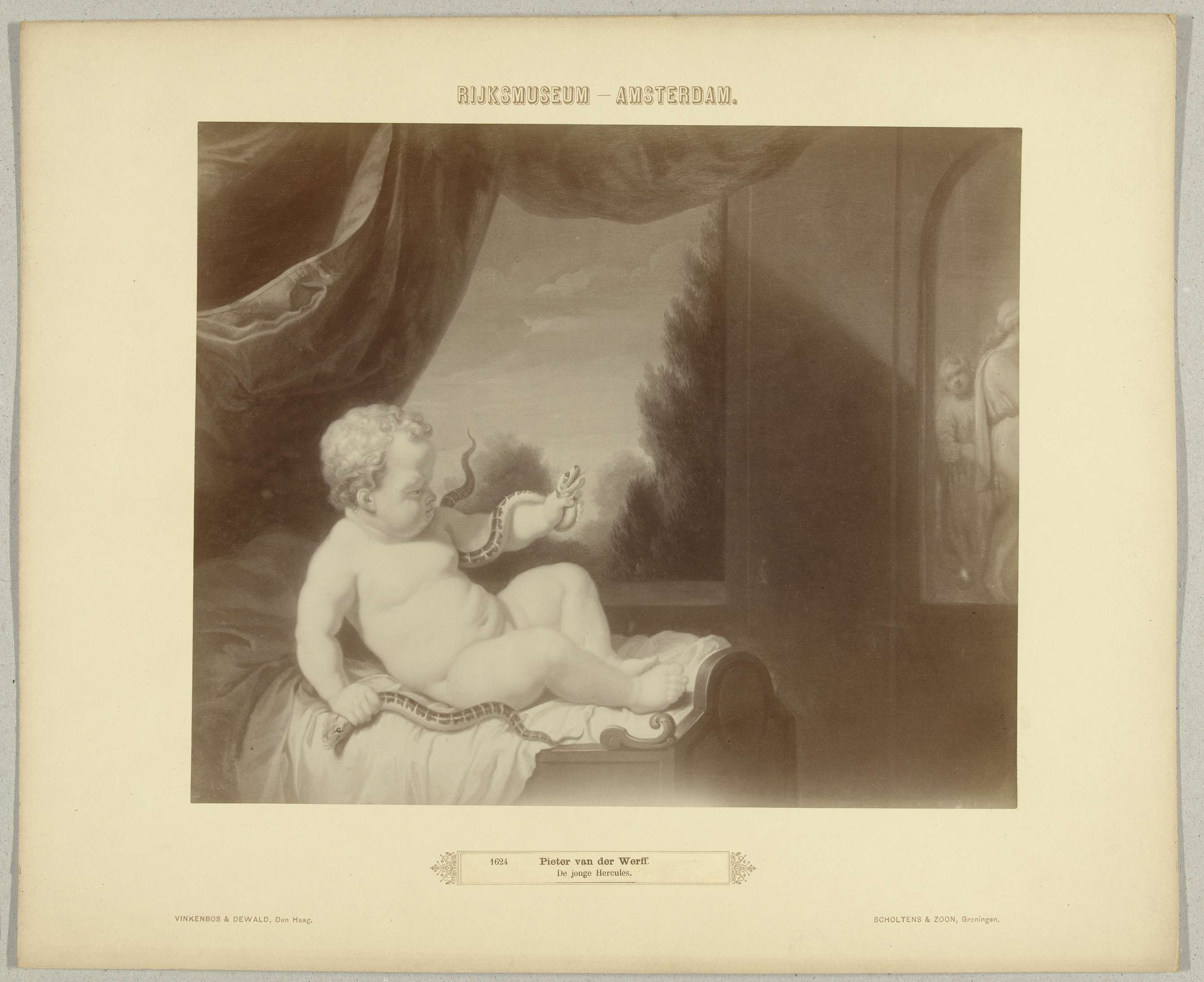 De jonge Hercules, albumen print by Vinkenbos & Dewald, depicts a young hero in contemplation.