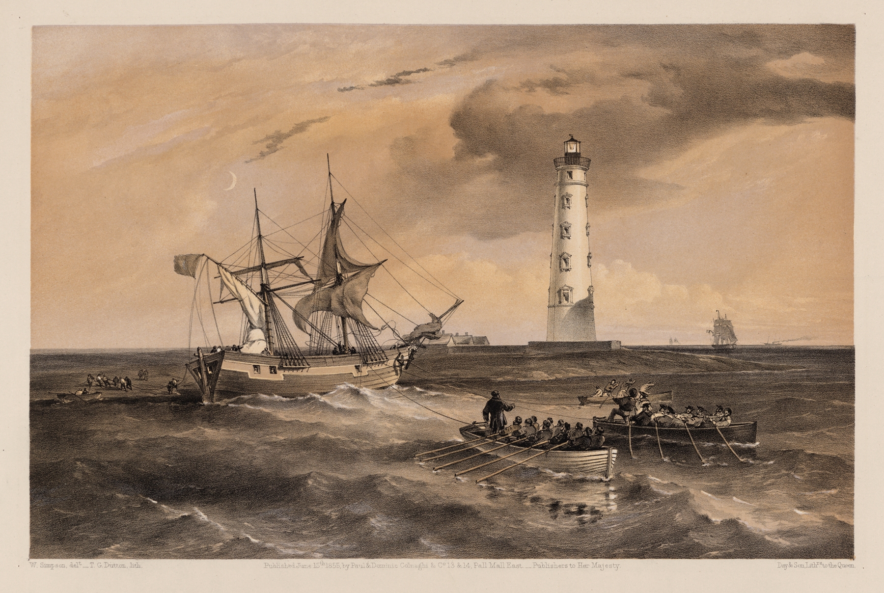 Lighthouse at Cape Chersonese, oil painting by William Simpson