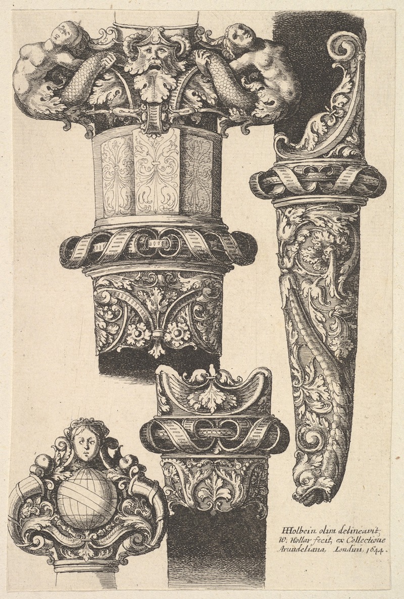 Daggars and scabbards by Wenceslaus Hollar features intricate designs of weapons.