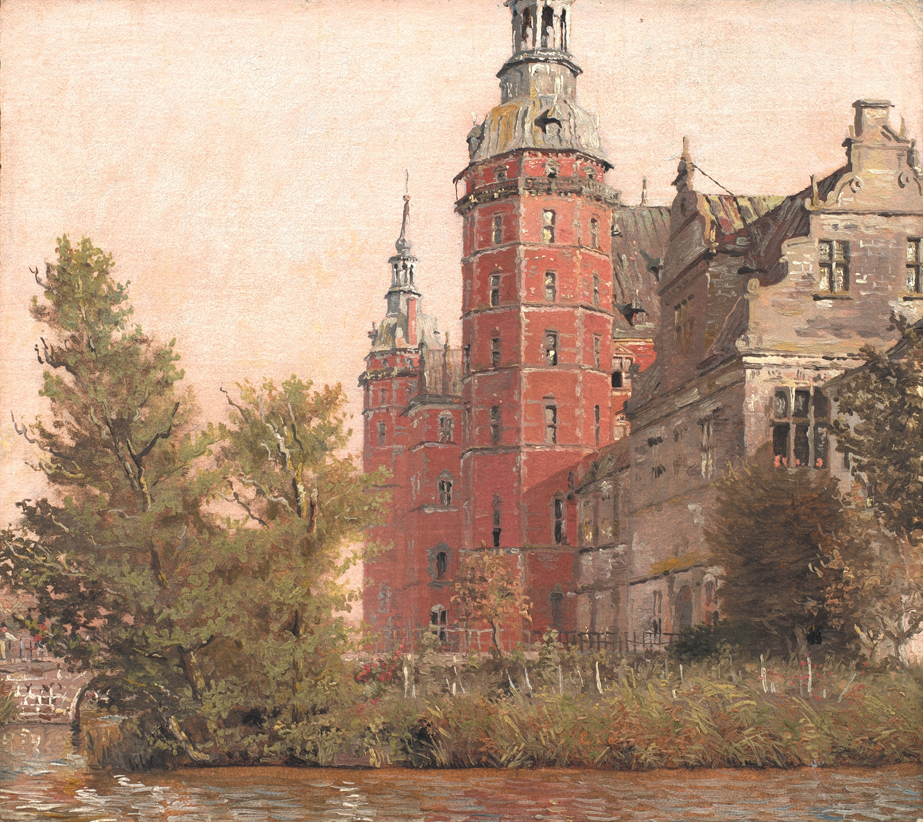 Frederiksborg Castle seen from the Northwest. Study, by Christen Købke, public domain