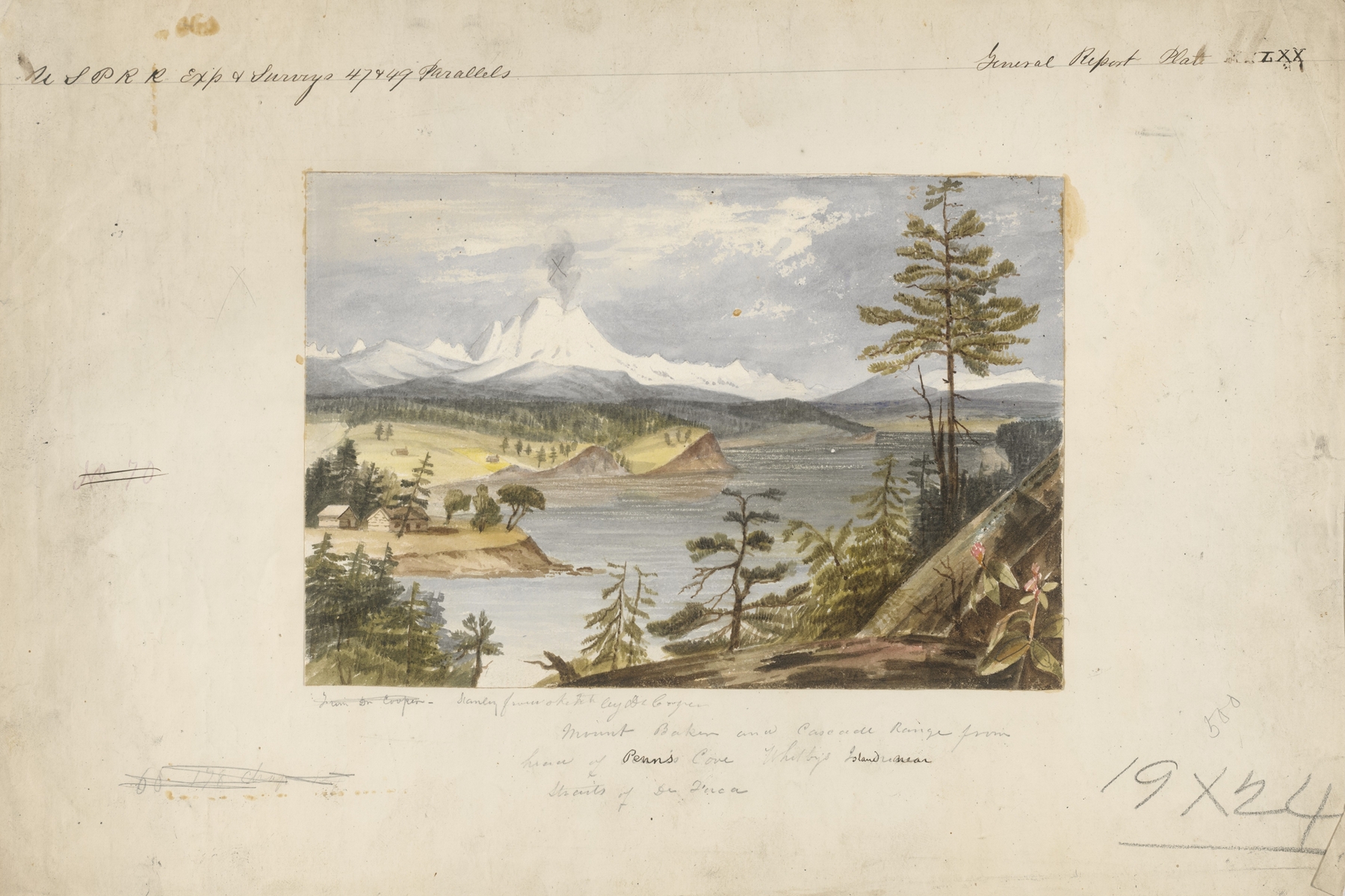 Mt. Baker and Cascade Range oil painting by John Mix Stanley