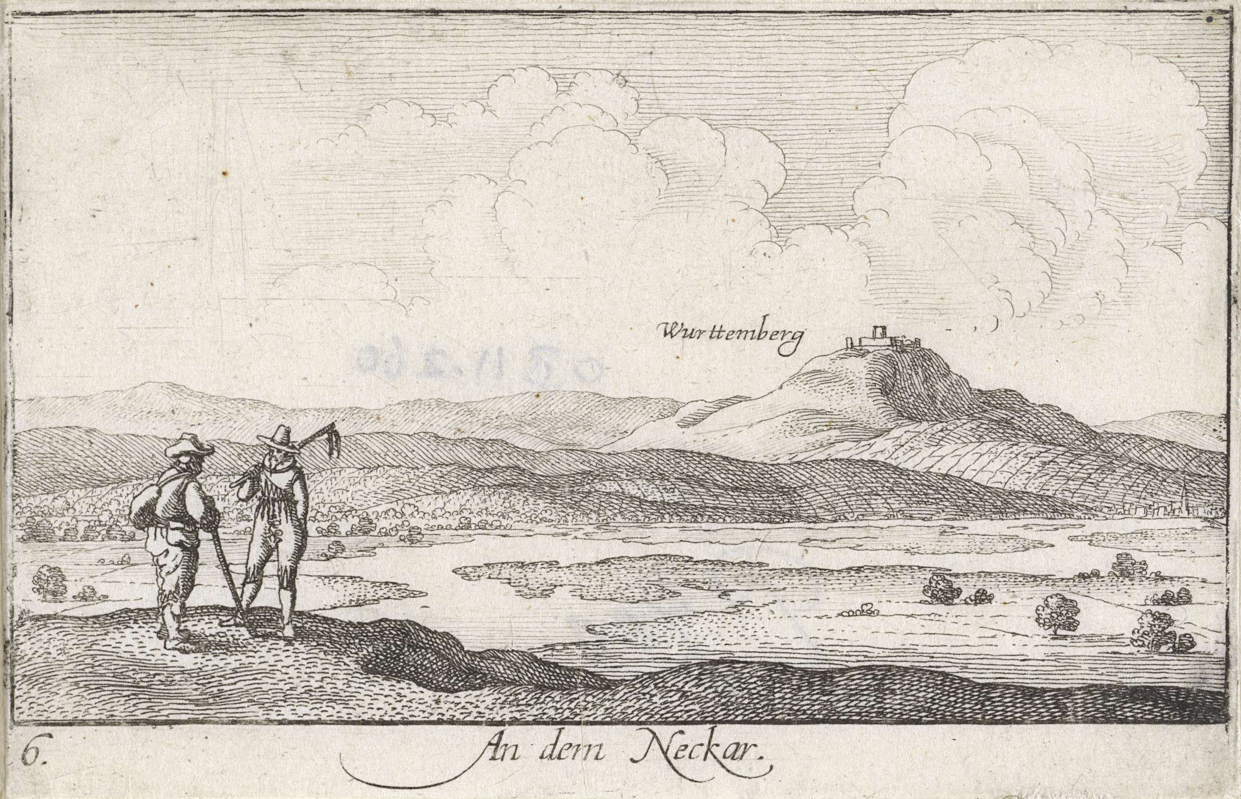 Etching by Wenceslaus Hollar depicting the Neckar river and riverbank