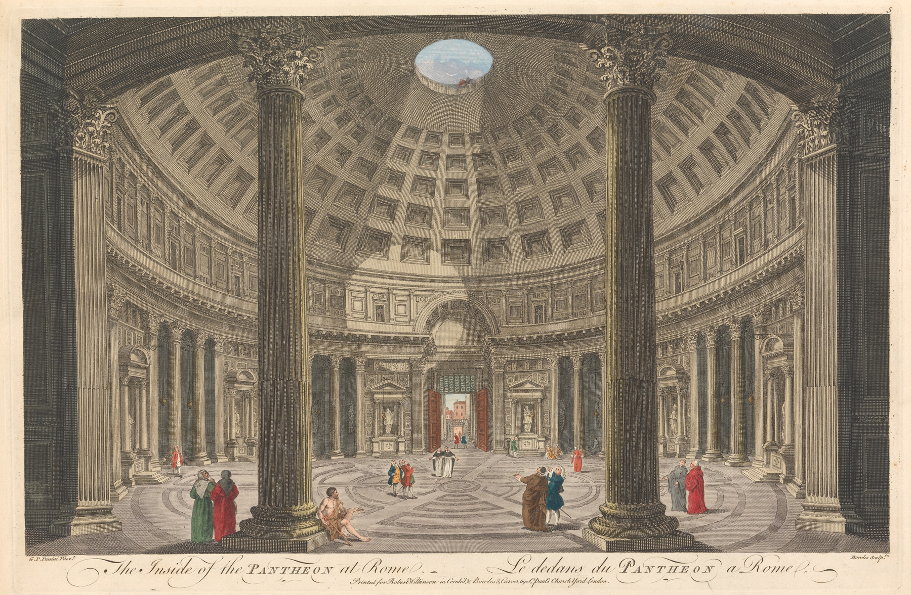Interior view of the Pantheon at Rome by Thomas Bowles III, oil painting