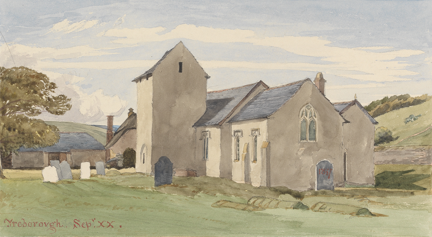 Drawing by Rev. James Bulwer featuring textured lines and ink.