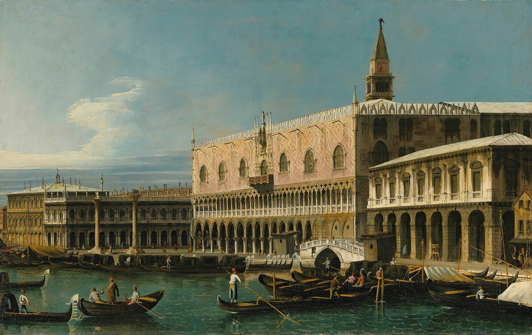 Venice, A View Of The Molo, Looking West, With The Palazzo Ducale And South Side Of The Piazzetta, by Bernardo Bellotto, public domain