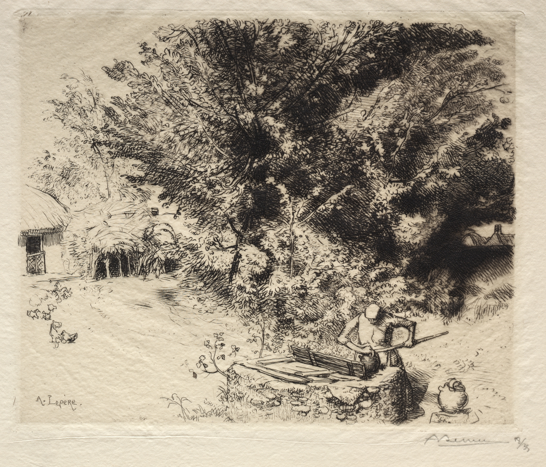 Landscape depicting decay with shadows, oil painting by Auguste Louis Lepère