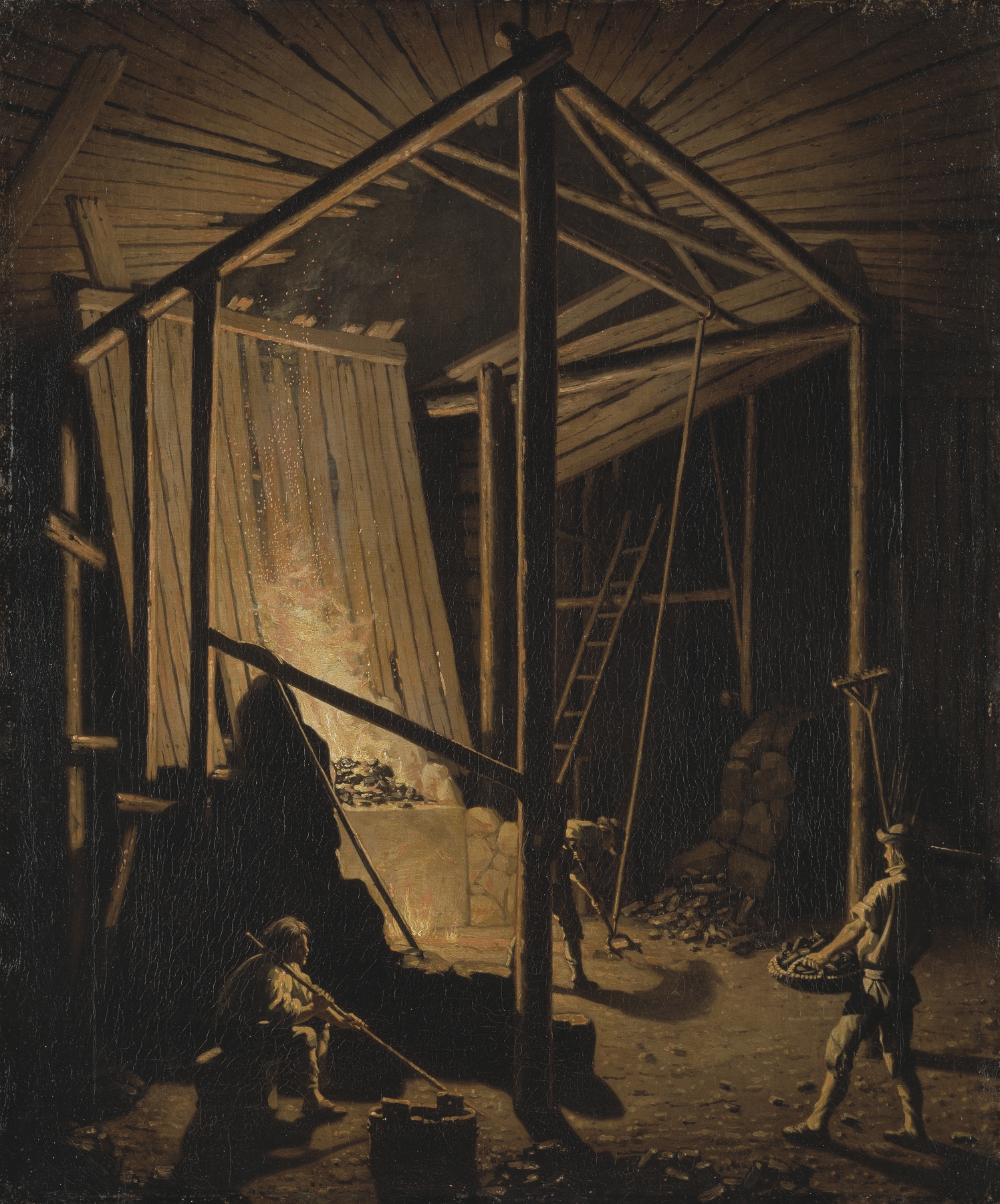 Oil painting by Pehr Hilleström depicting miners working in the Falun Mine