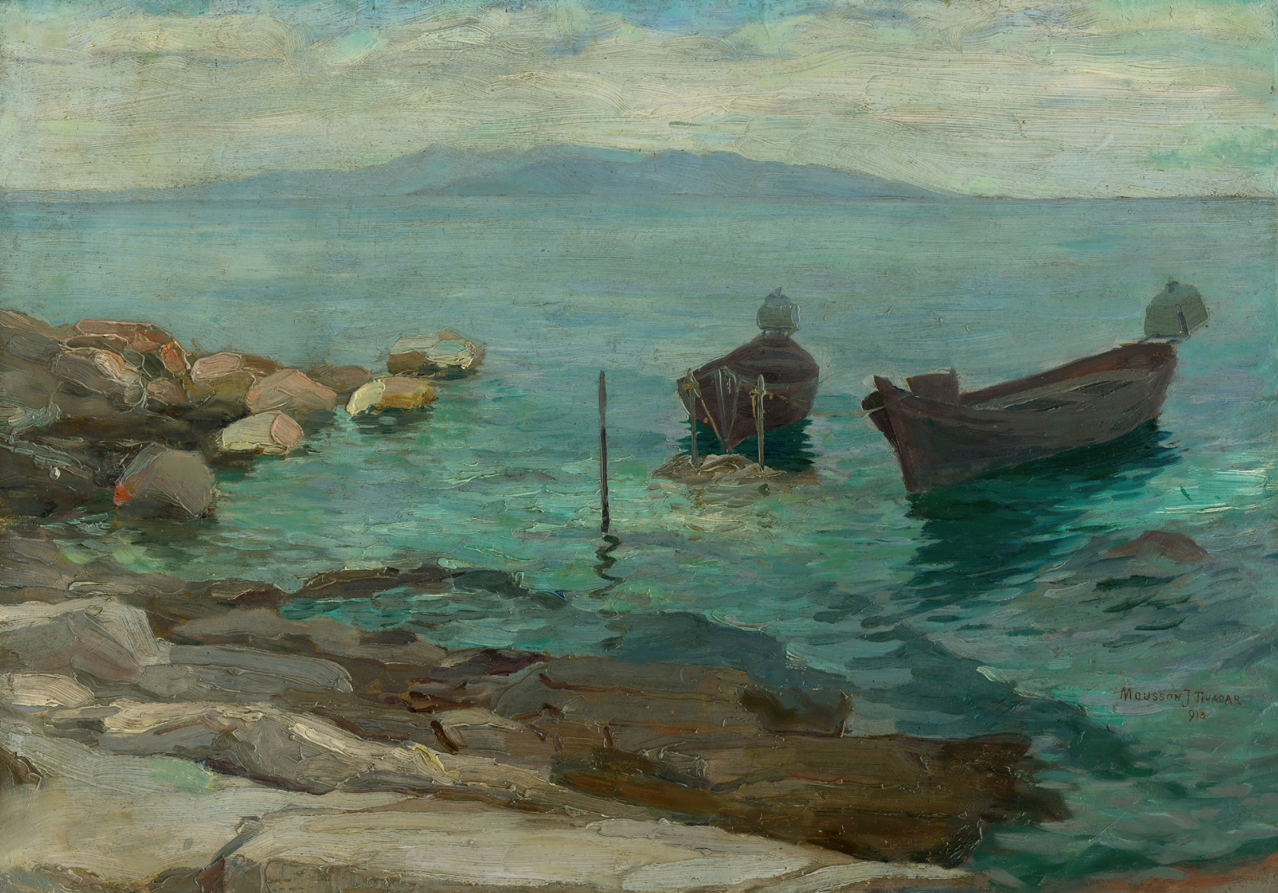 Marine scene with gentle waves, oil on canvas by Jozef Teodor Mousson