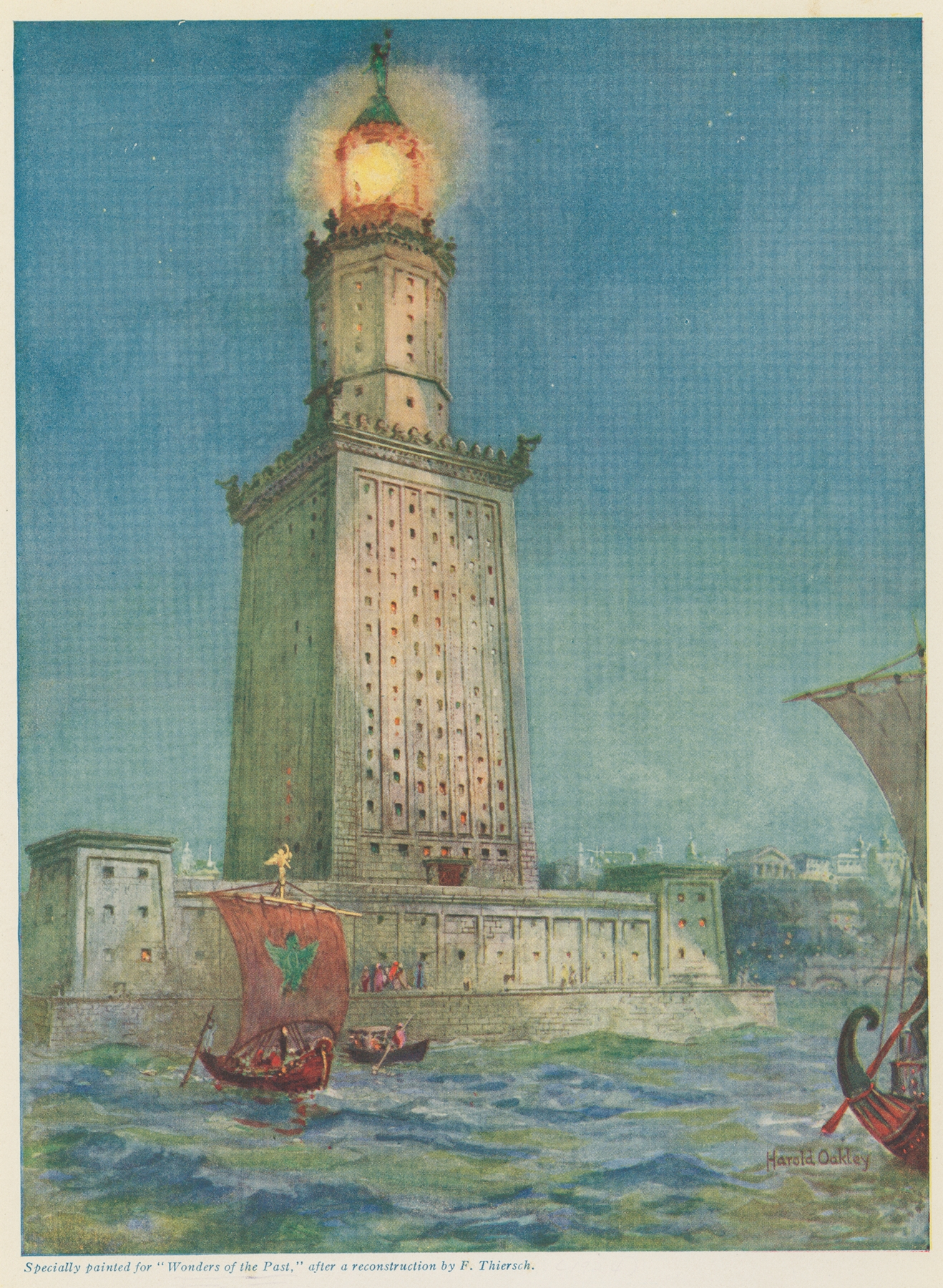 Lighthouse in the Mediterranean by Harold Oakley, modernism, 1924