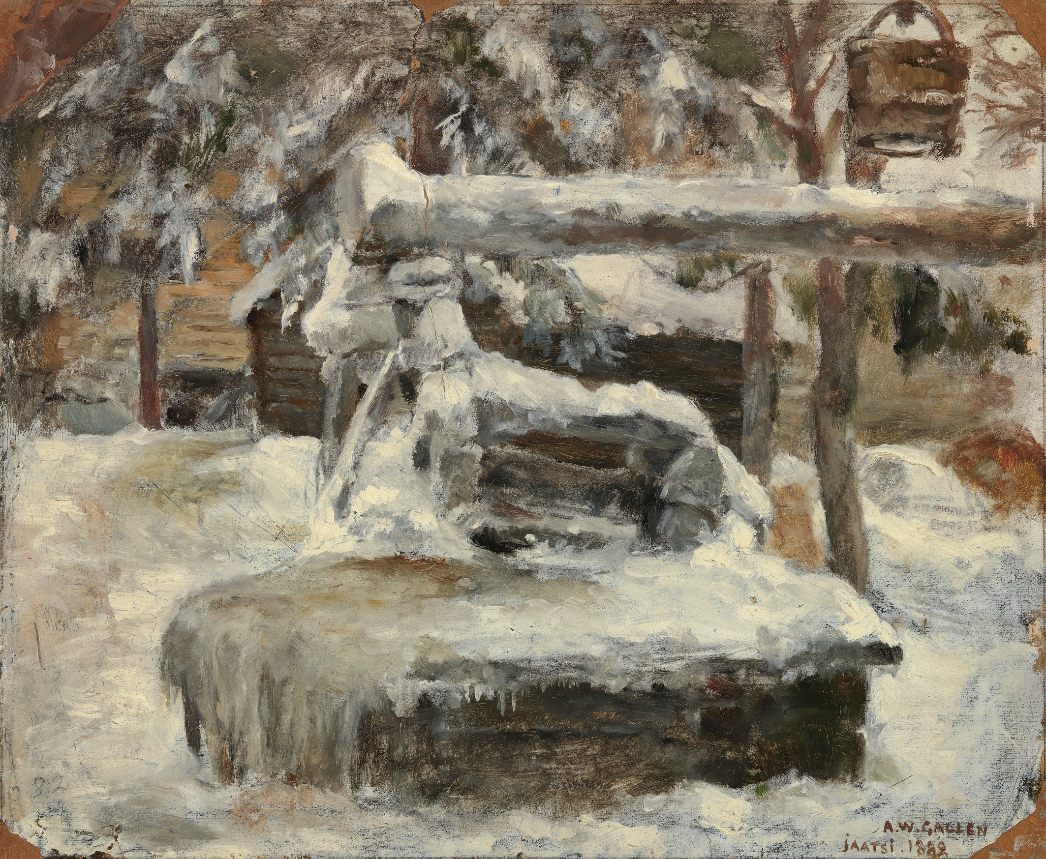 Luminen Pihamaa by Akseli Gallen-Kallela, oil on canvas depicting a tranquil snowy landscape with trees