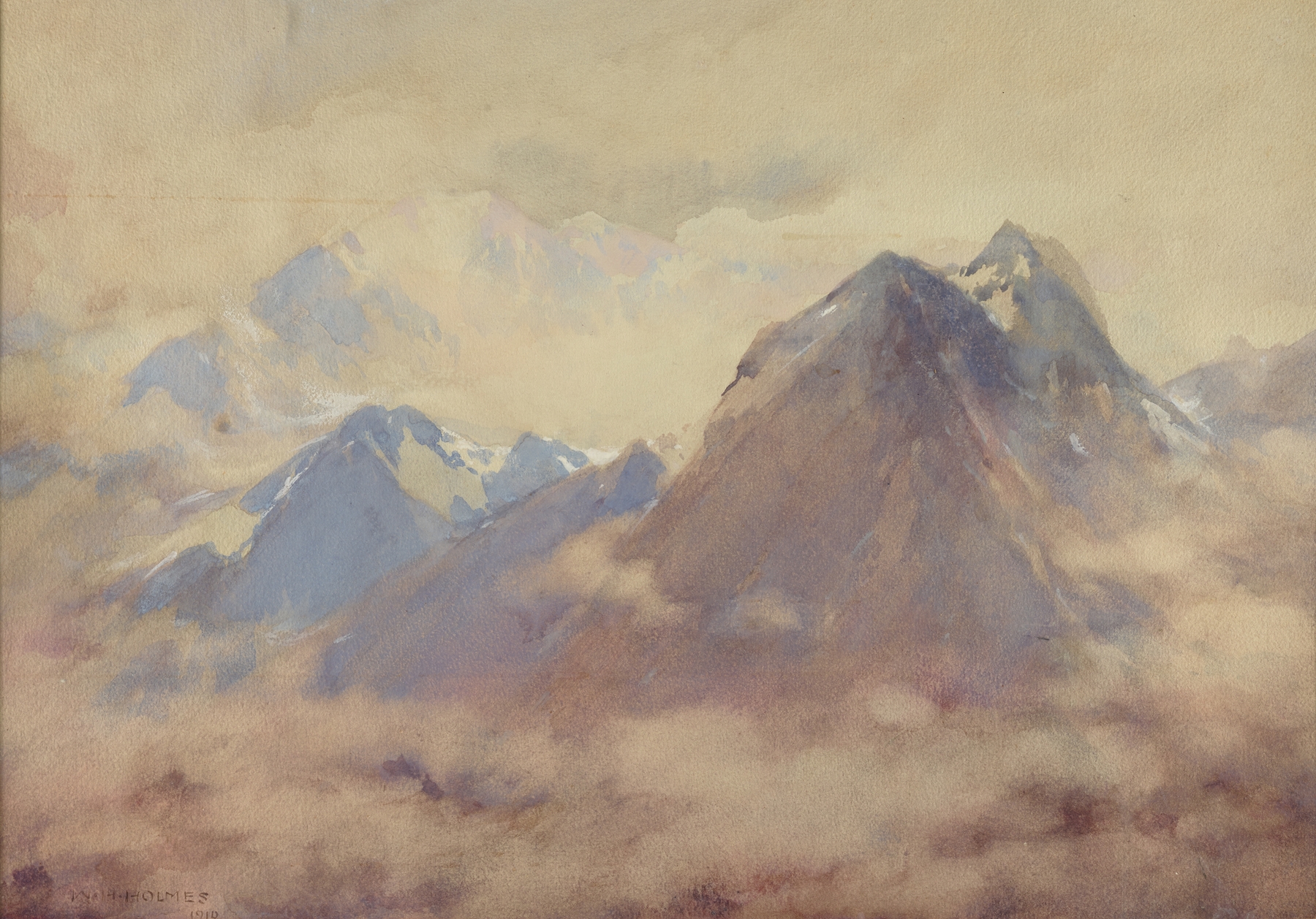 Impressionist landscape of high Andes mountains by William Henry Holmes, oil painting.