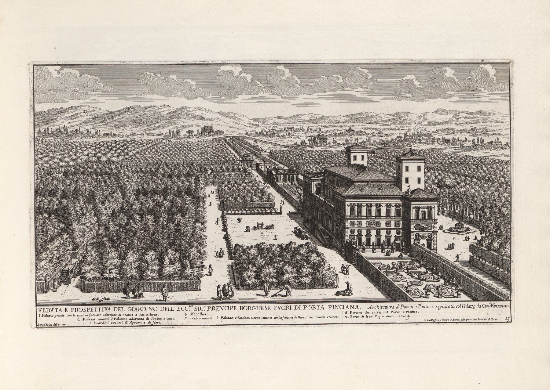 Li giardini di Roma: con le loro piante, alzate e vedvte in prospettiva Pl.14, by Giovanni Battista Falda, public domain