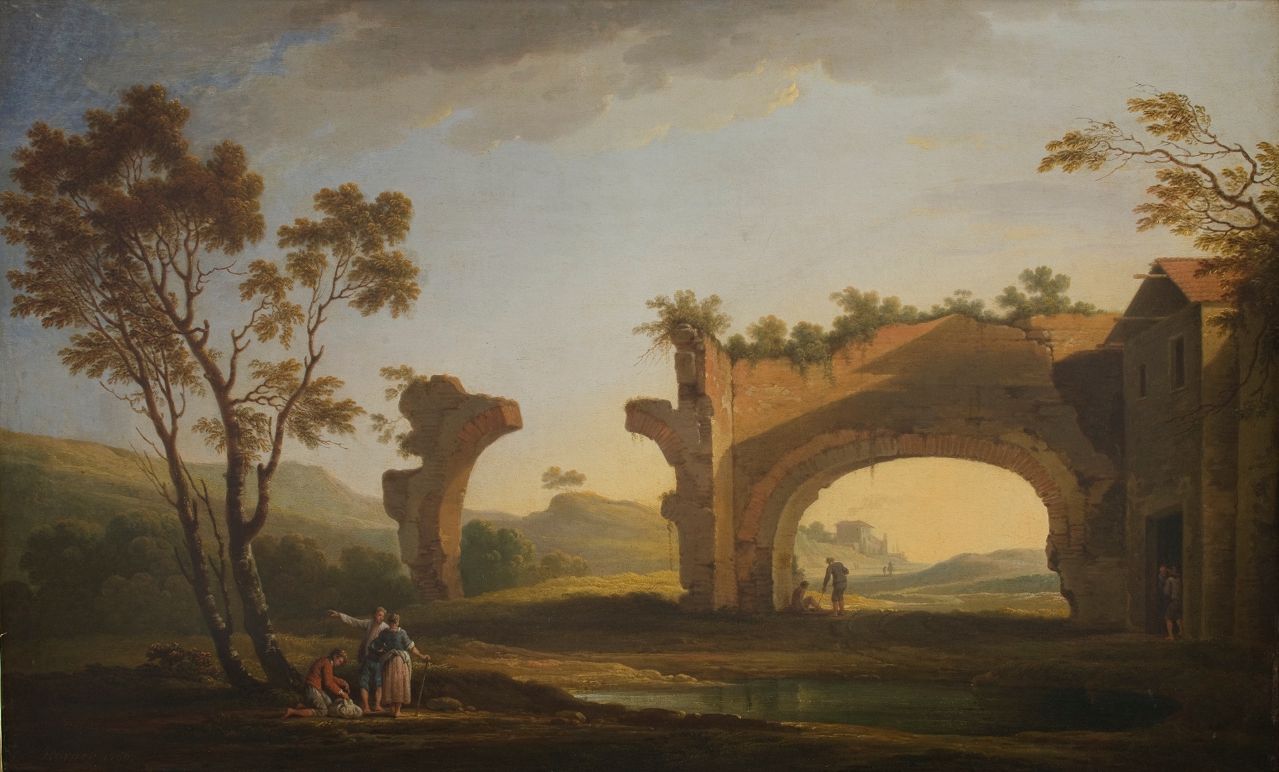Landscape with Ruins of the Aqueduct, oil on canvas by Adolf Fryderyk Harper