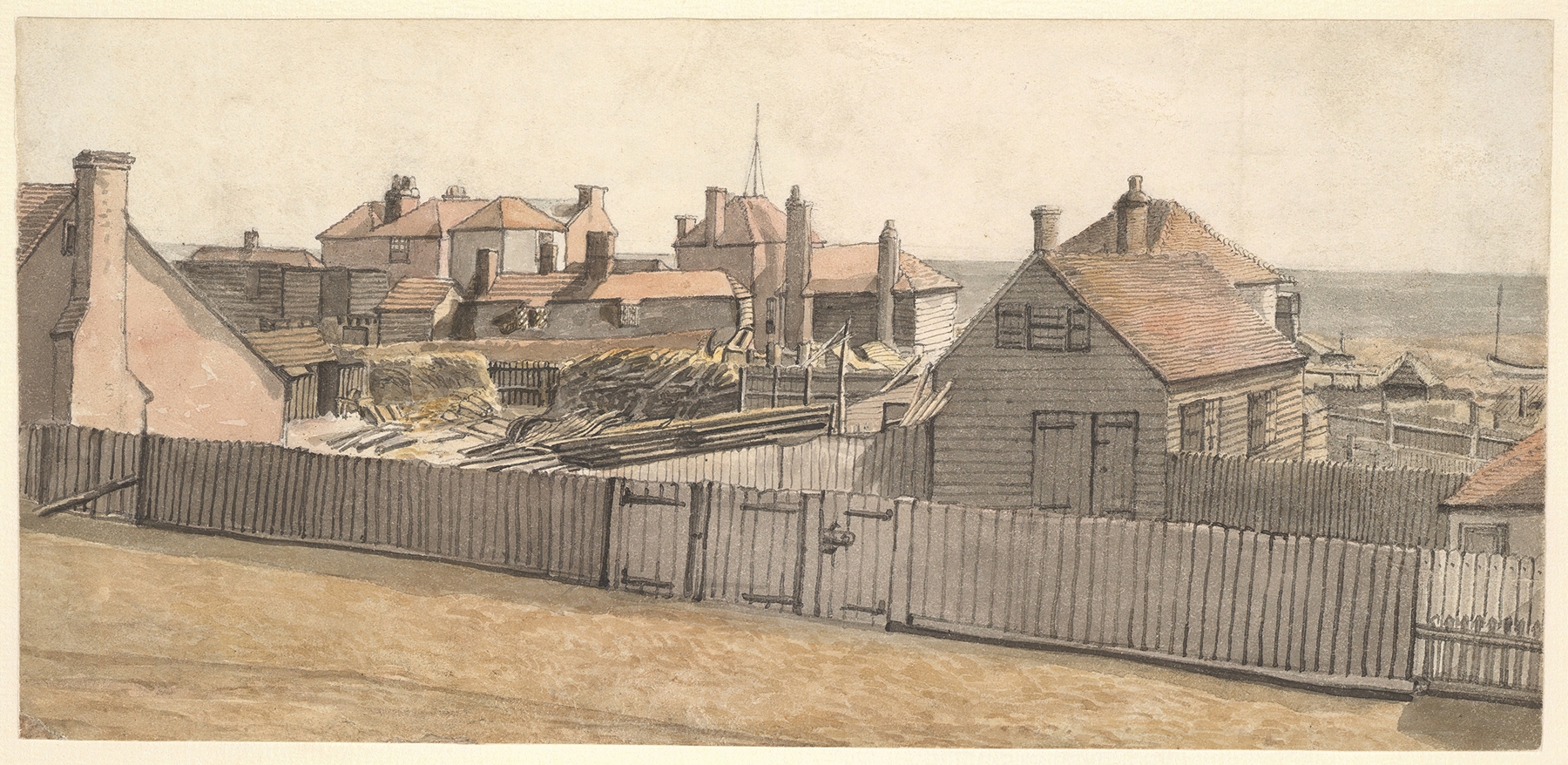Fishermen’s Cottages and Other Houses on the Beach at Hastings, oil painting by William Henry Hunt