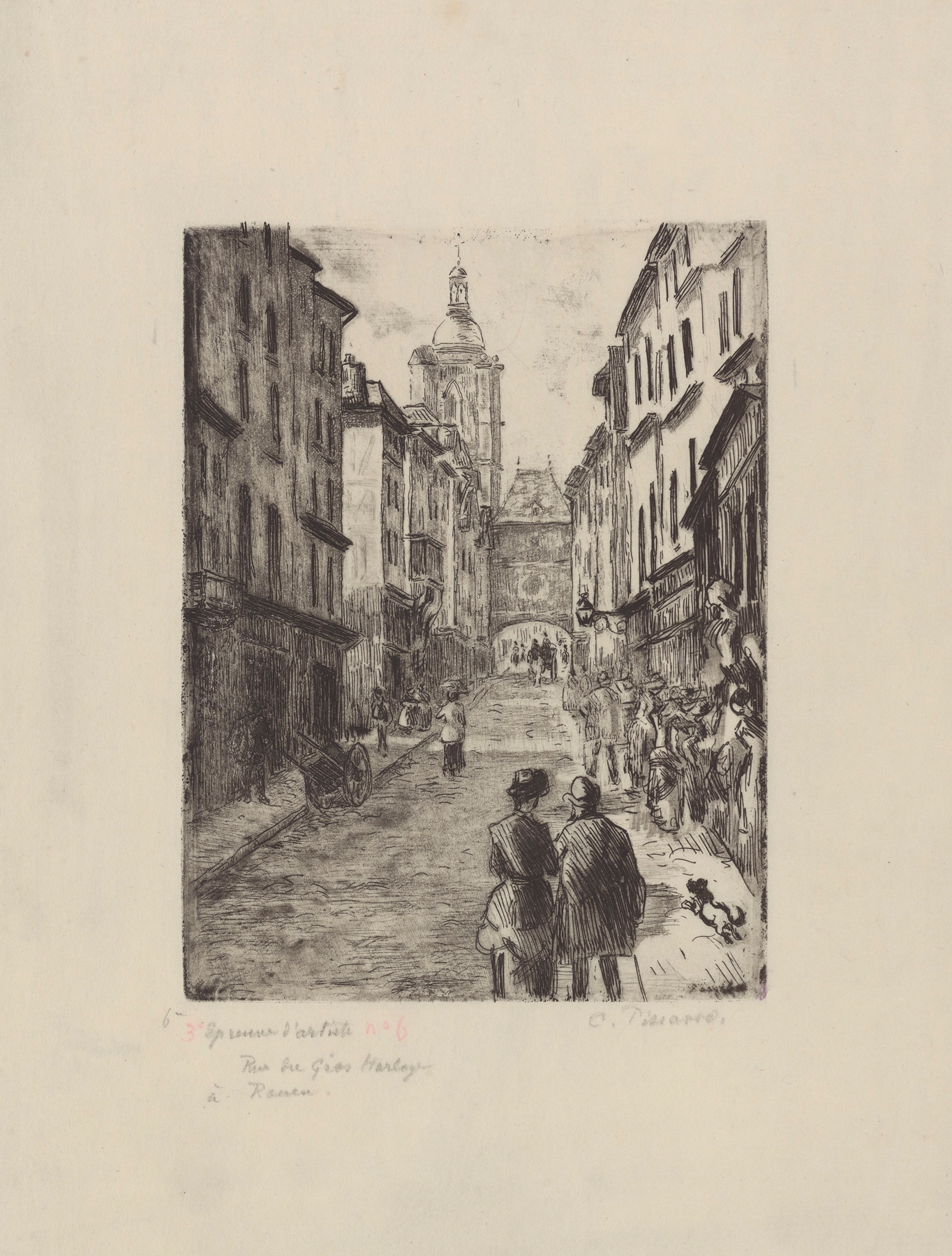 Rue du Gros-Horloge, à Rouen, by Camille Pissarro, public domain