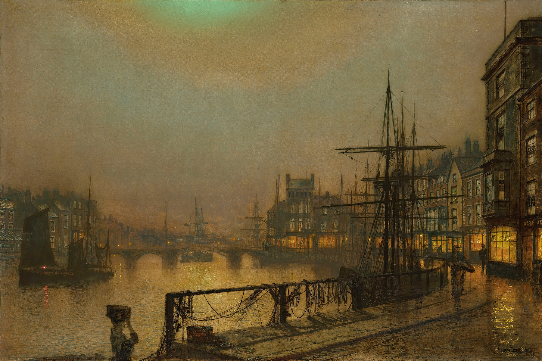 Whitby at night, by John Atkinson Grimshaw, public domain