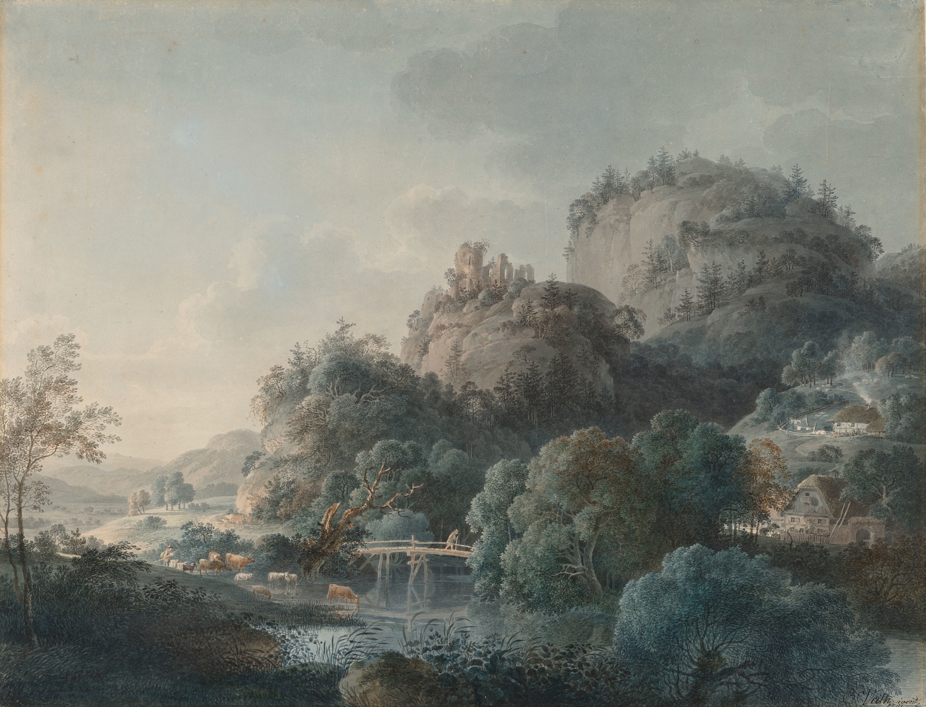 The Ruins of the Monastery of Oybin, oil painting by Philipp Veit