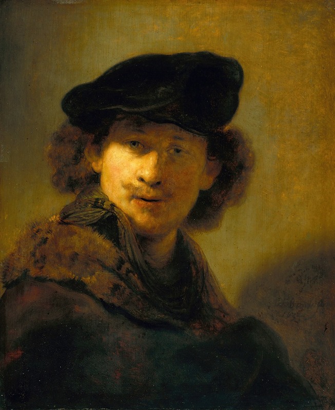 Rembrandt's self-portrait showcases his characteristic use of light and shadow.