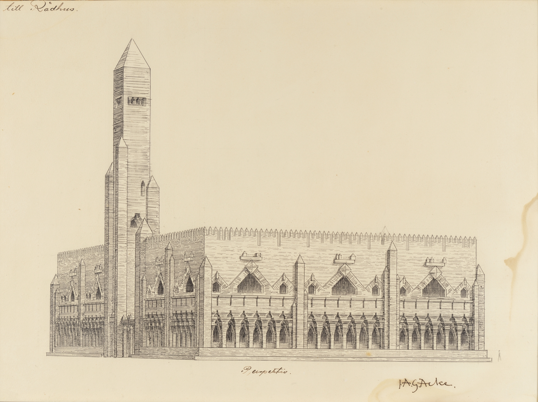 Architectural design by J.A.G. Acke, medium unknown