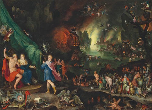 A depiction of Orpheus in the underworld, showcasing intricate details and vibrant colors.