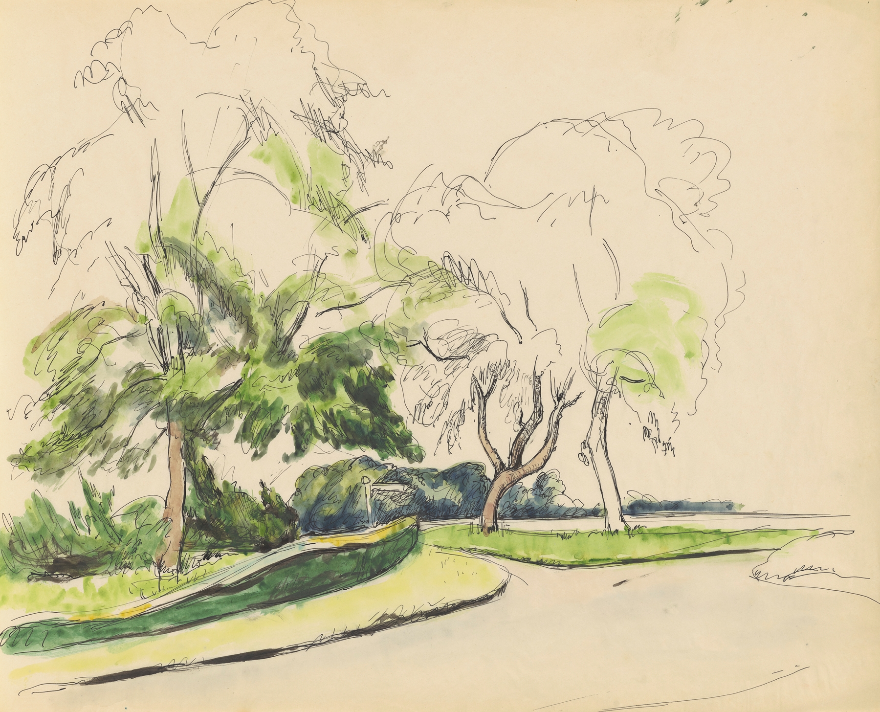 Sketchbook of Fred J Porter #5 by Frederick Porter, ink on paper, depicting a figure in introspective thought.