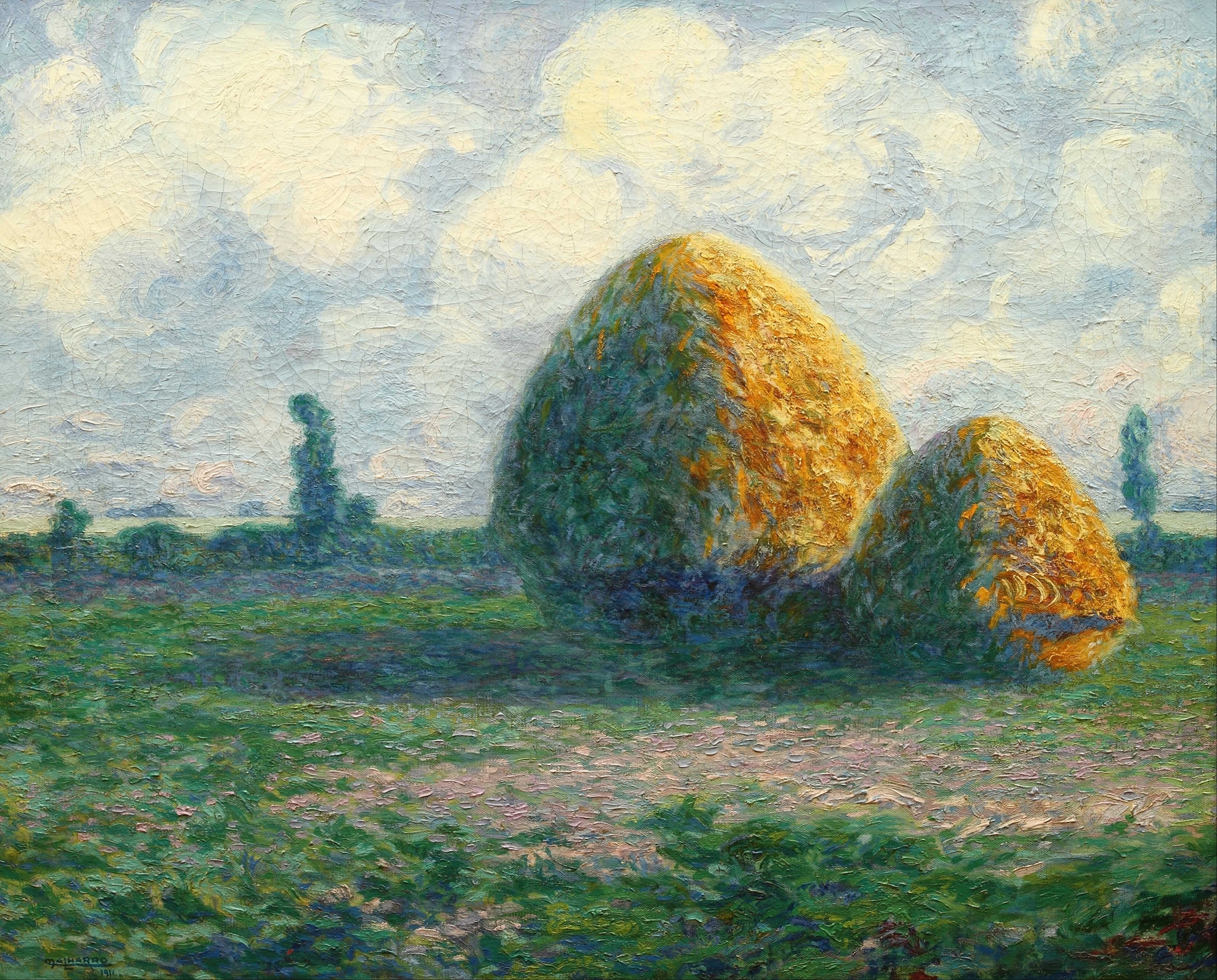 Landscape with lush greenery and horizon by Martín Malharro, Impressionism