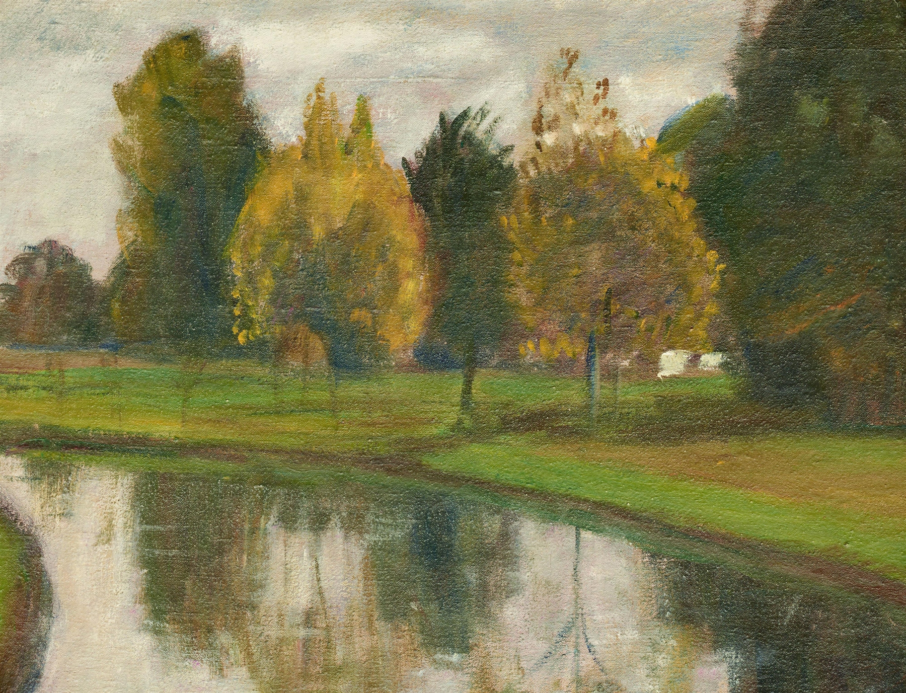Autumn landscape with a lake and foliage, oil on canvas by Otto Modersohn