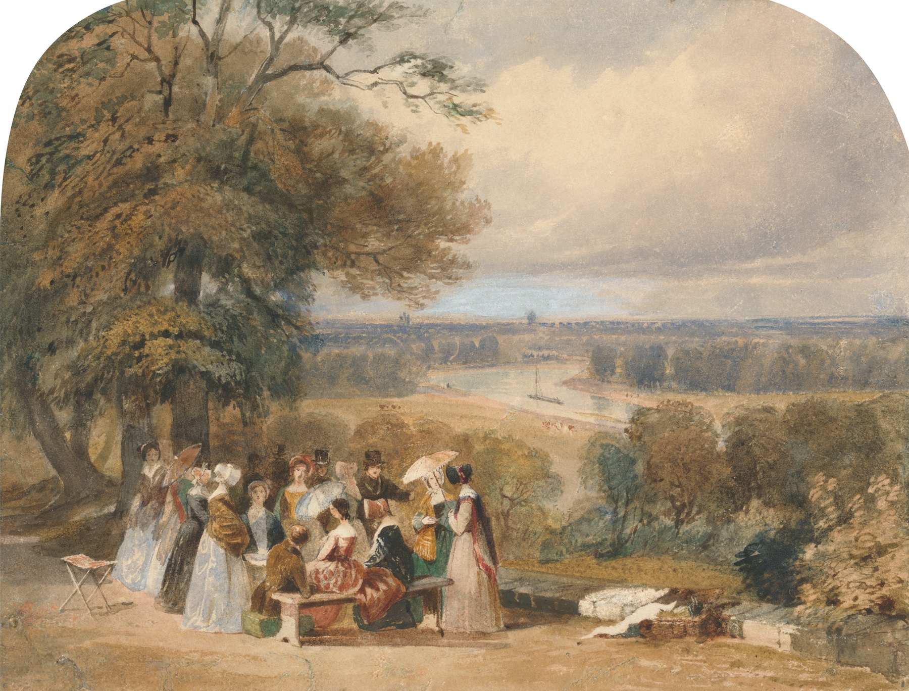 A picnic scene on a hillside, oil painting by Joseph Murray Ince