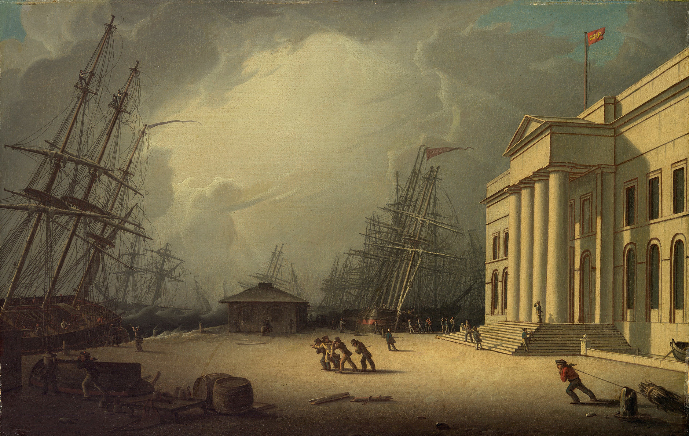 The Custom House at Greenock, Scotland, by Robert Salmon, public domain