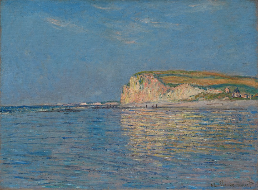 Low Tide at Pourville, near Dieppe by Claude Monet depicts a serene coastal scene.