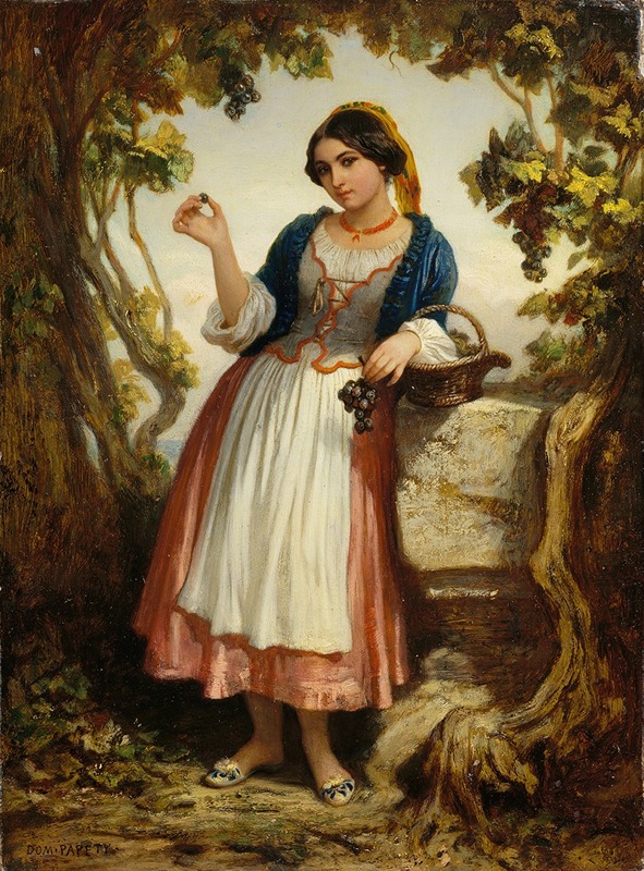 A captivating portrayal of an Italian peasant girl by Dominique Louis Papety.