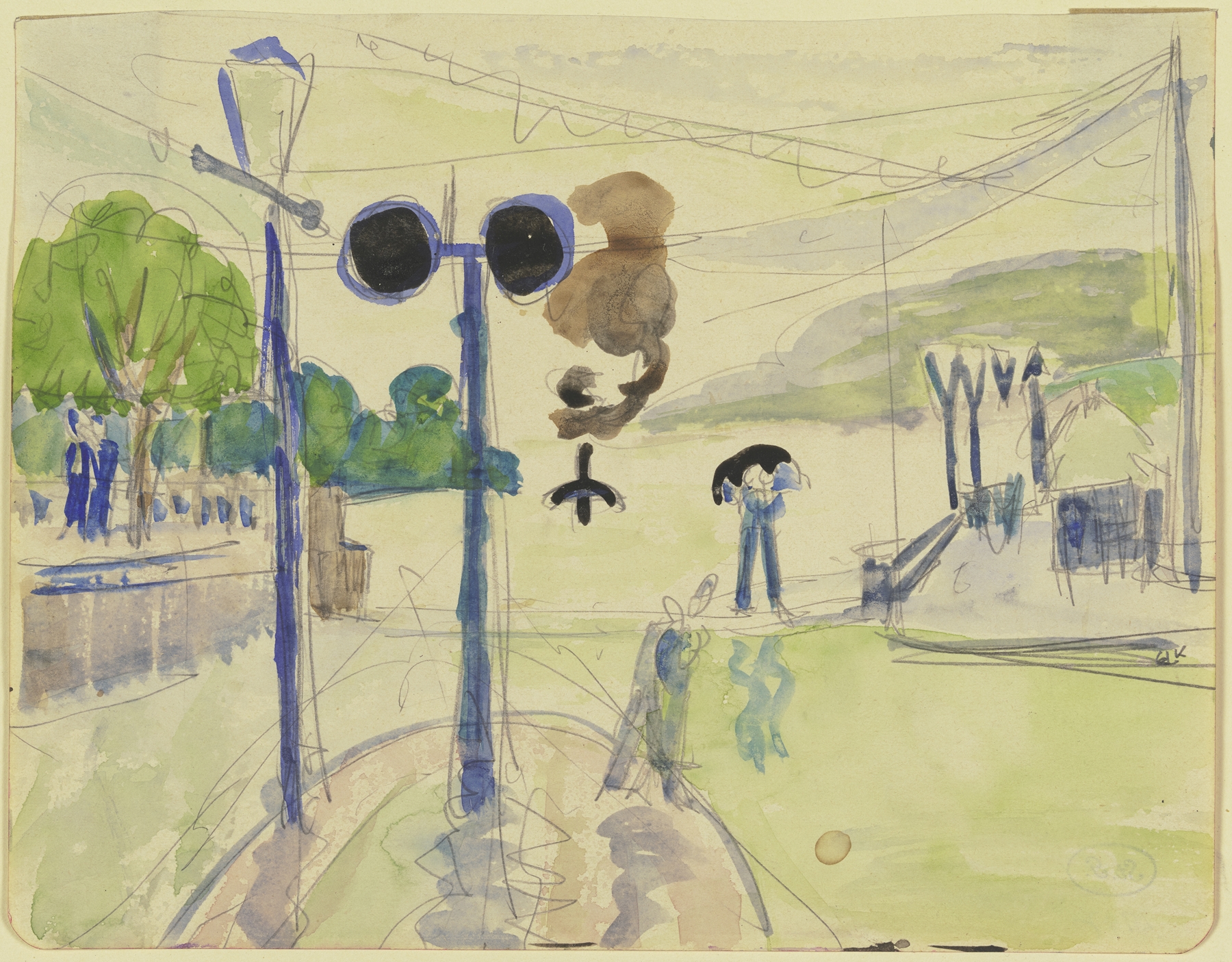 Dampferlände in the rain, by Ernst Ludwig Kirchner, public domain