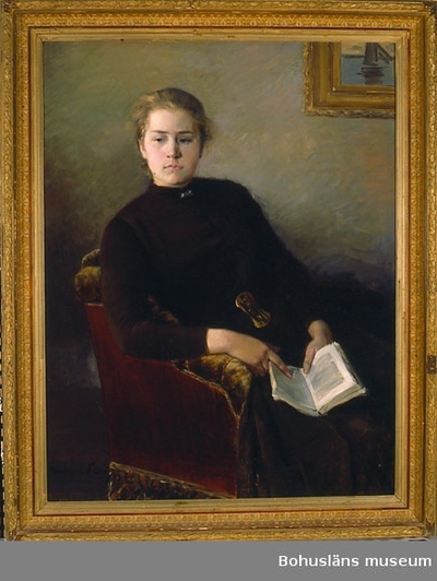 Figurative oil painting by Madeleine Fleury depicting a female figure in an interior.