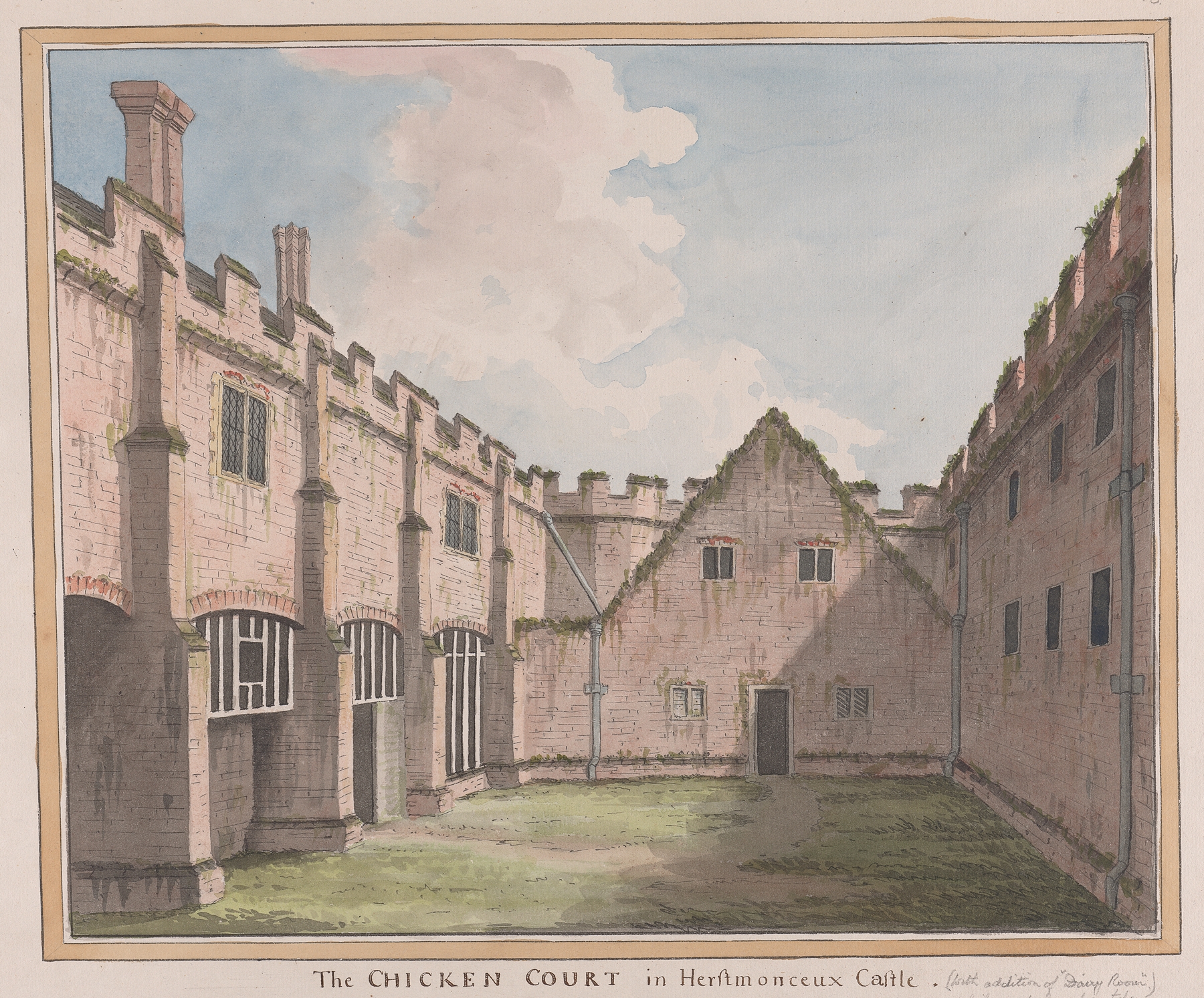Herstmonceux Castle by James Lambert, depicting a landscape with dappled light and trees.