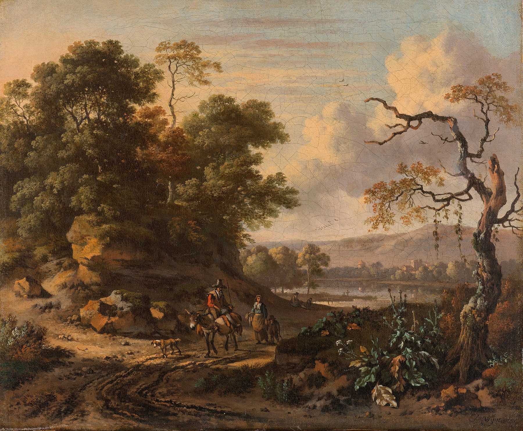 Landscape with a Man Riding a Donkey, by Jan Wijnants, public domain