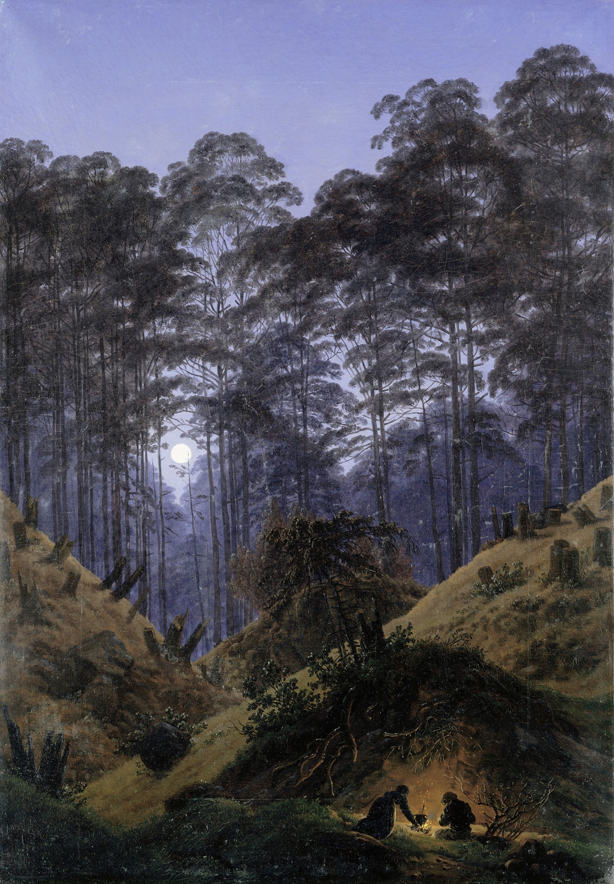 Inside the forest in the moonlight, by Caspar David Friedrich, public domain