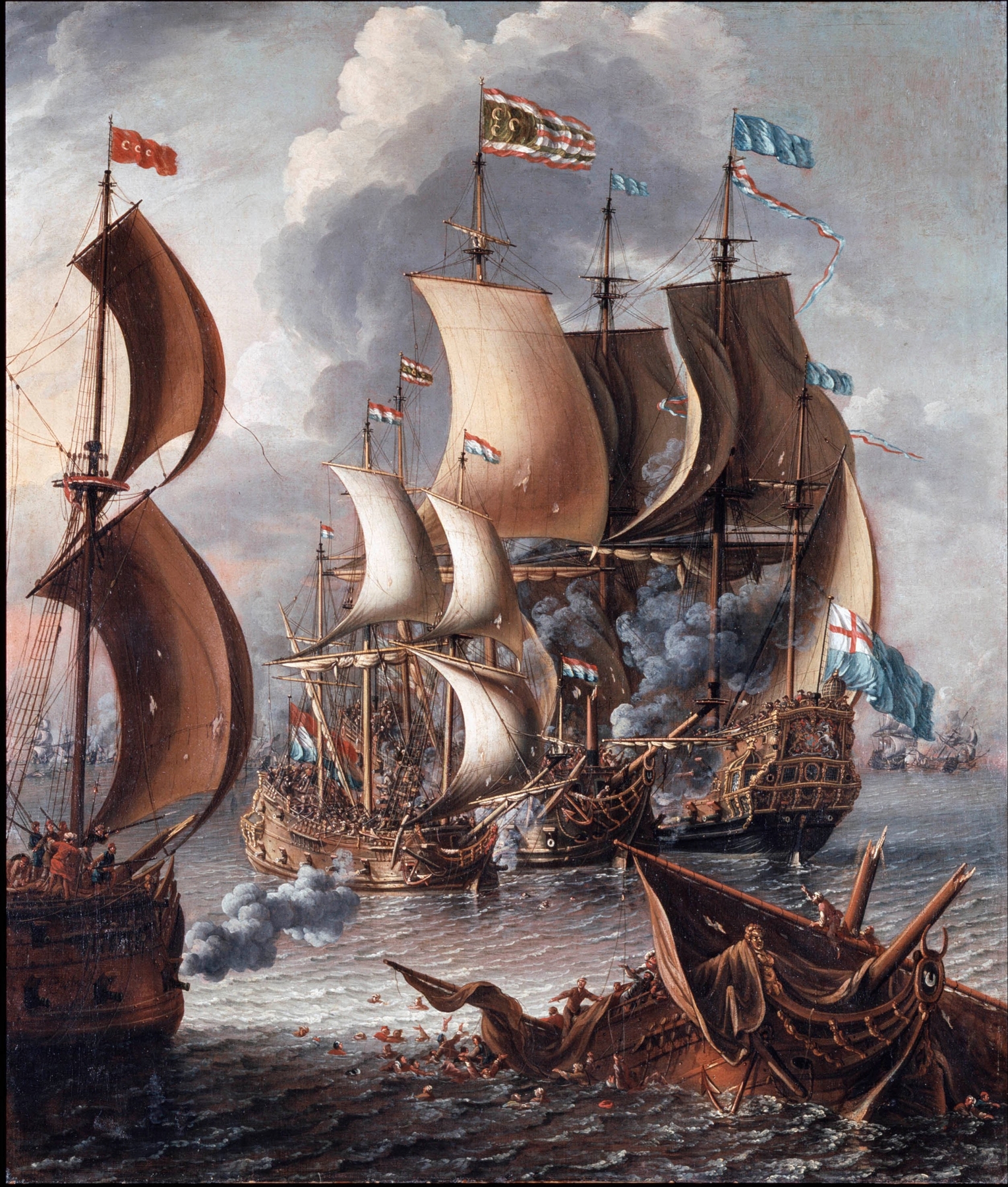 A Sea Fight with Barbary Corsairs, oil painting by Laureys a Castro