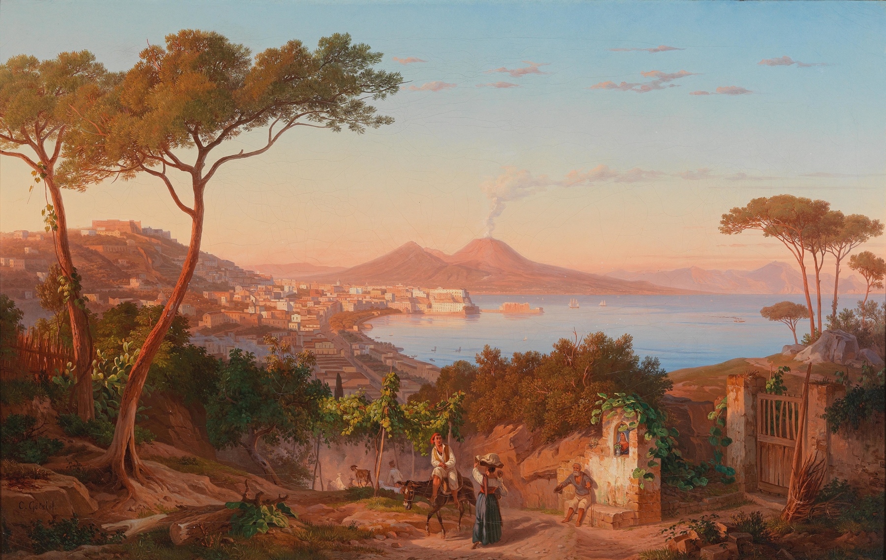 Landscape of the Bay of Naples by Carl Wilhelm Götzloff, oil on canvas