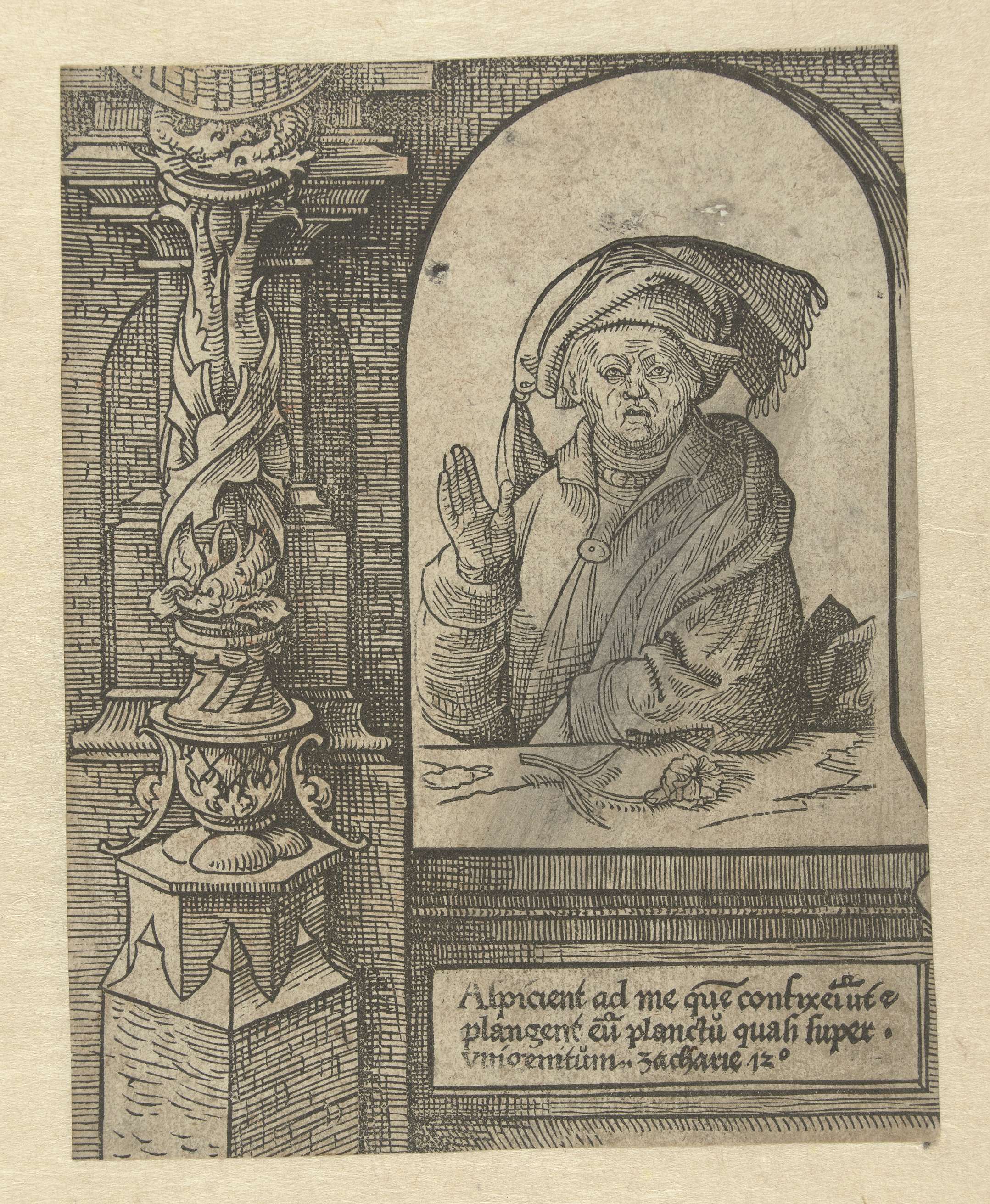 De profeet Zacharia by Jacob Cornelisz van Oostsanen, paper medium, depicting a prophet in rich garments