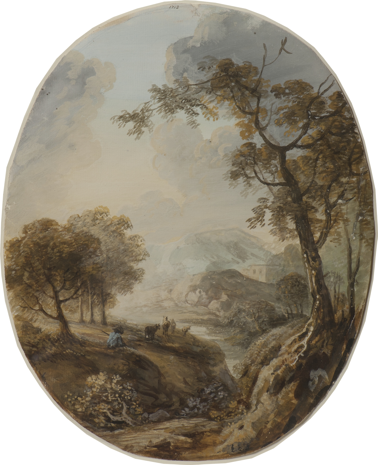 Landscape with a shepherd, oil painting by Elias Martin