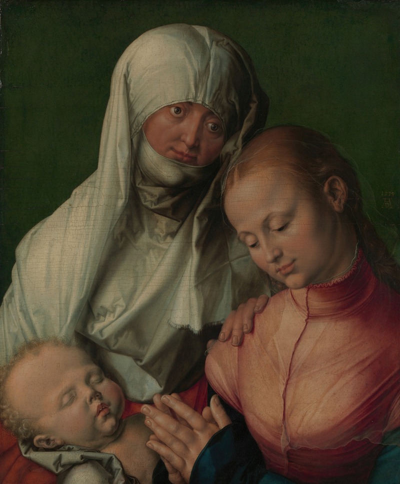 This painting depicts Saint Anne with the Virgin Mary and the Child Jesus.