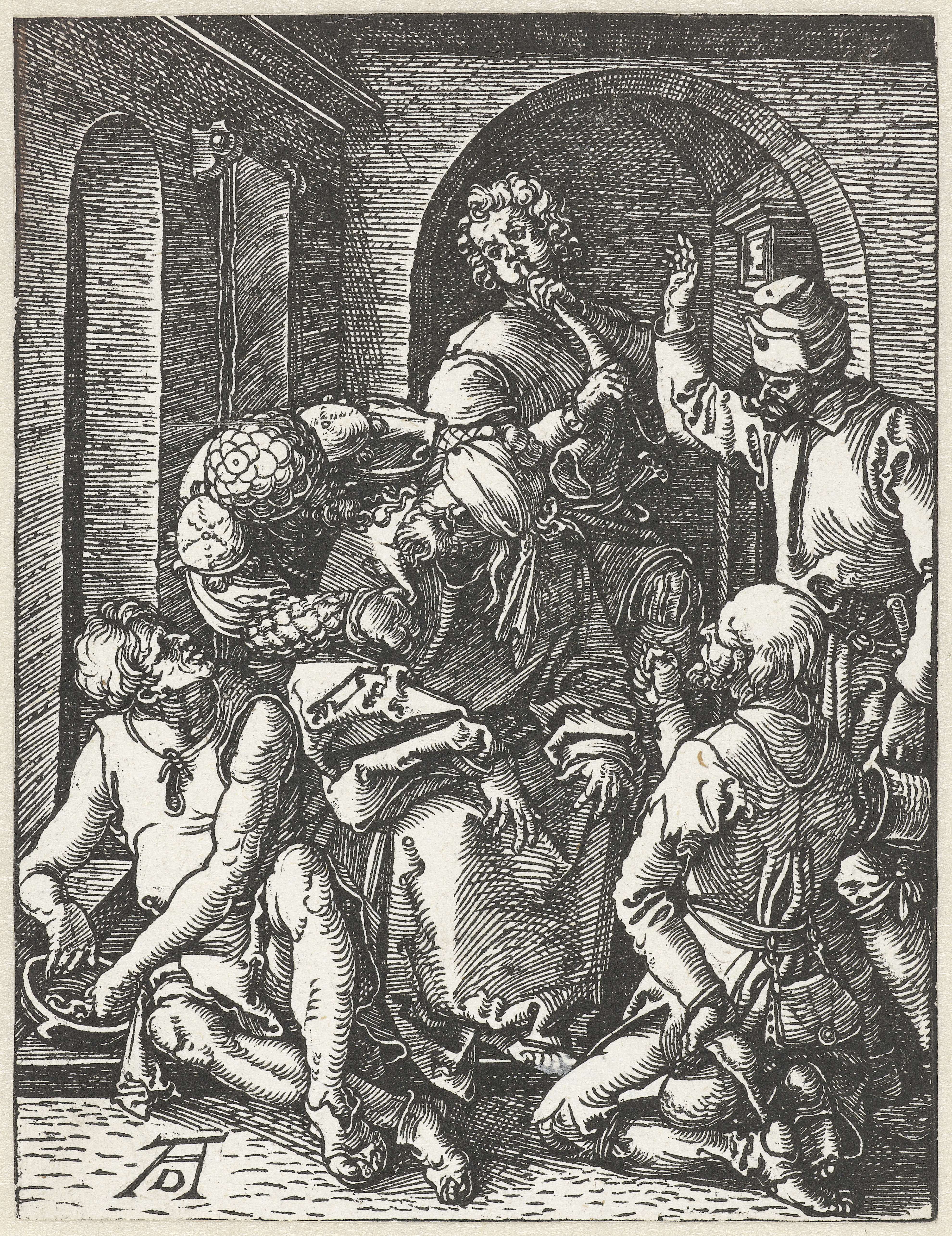 Religious etching by Albrecht Dürer depicting Christ with a crown of thorns