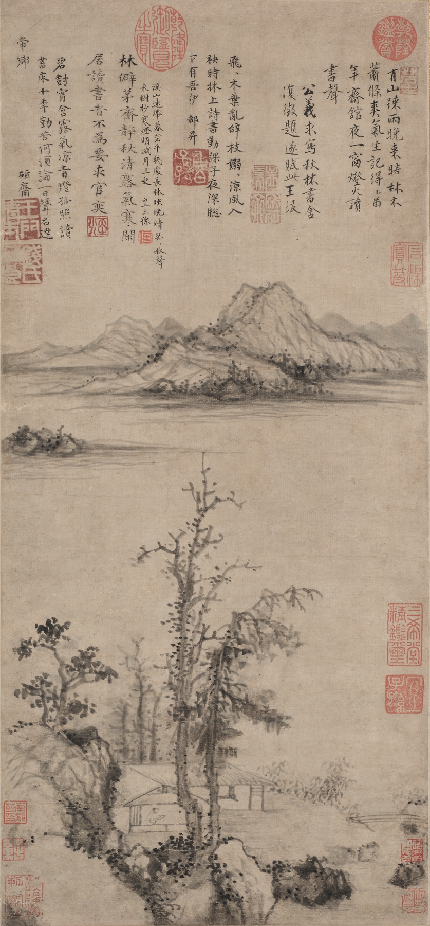 A Scholar’s Retreat amid Autumn Trees by Wang Fu, unknown medium